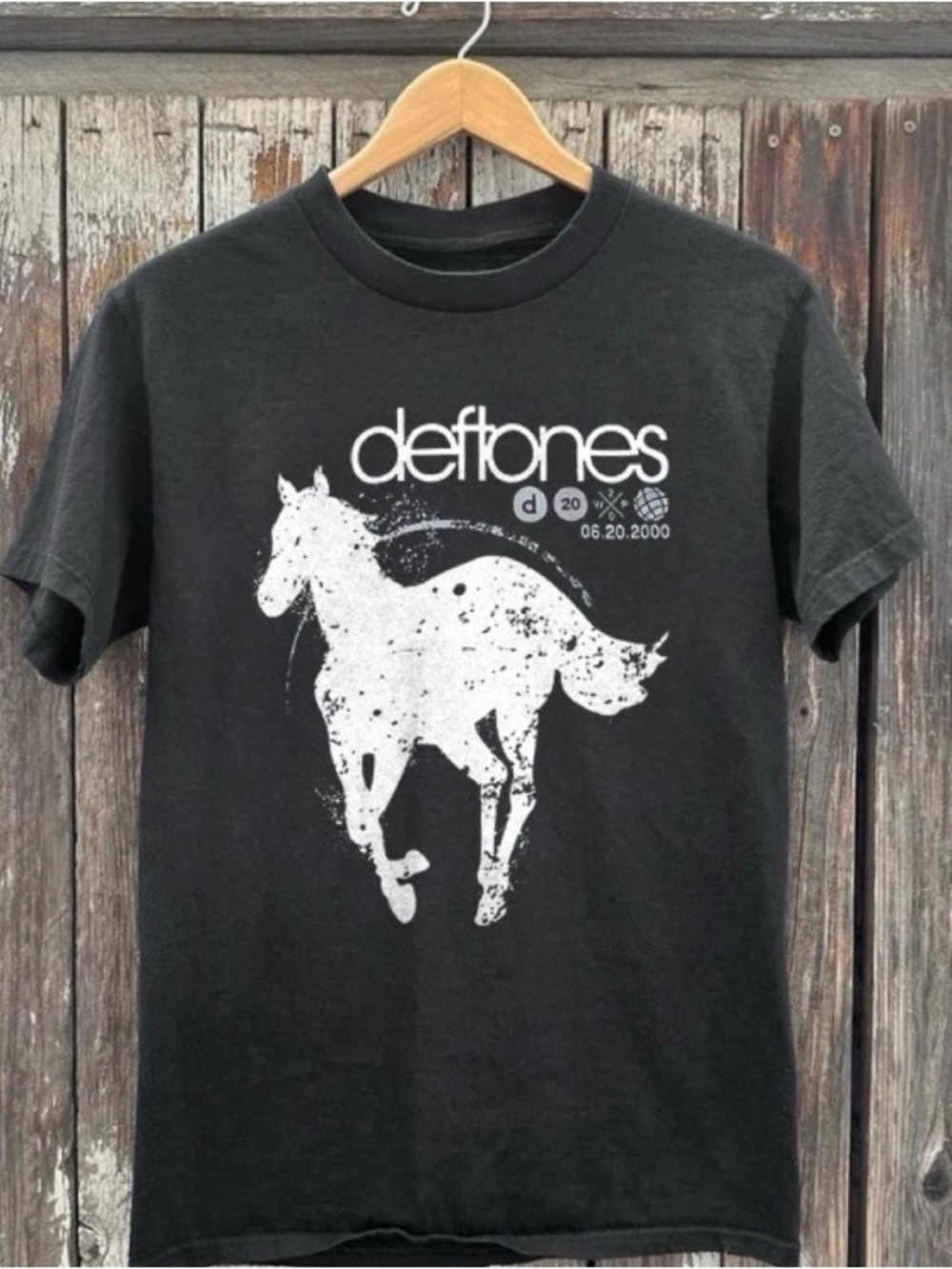 Black Graphic Band T-Shirt - White Horse Print